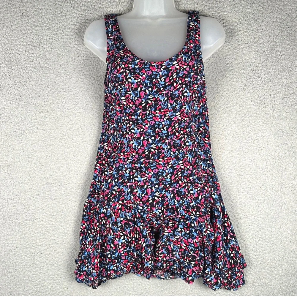 Free People Everyone We Know Floral Mini Dress Women's 6 Ruffle Hem Boho Summer - Picture 2 of 16
